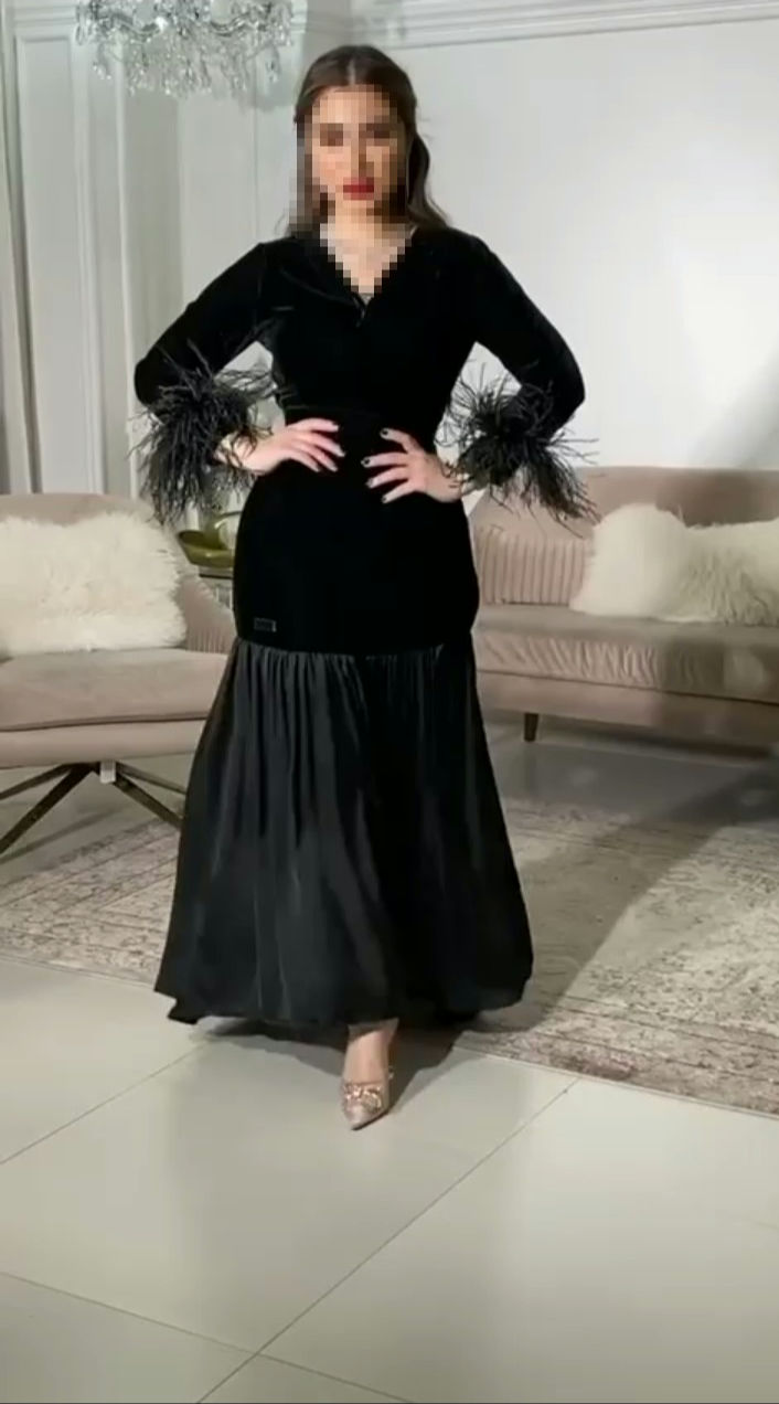 فستان سهرة فخم أسود اللون أجمل فساتين السعودية