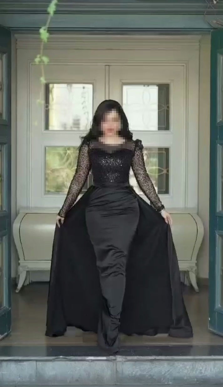 فستان سهرة أسود اللون خطير اجمل فساتين الرياض