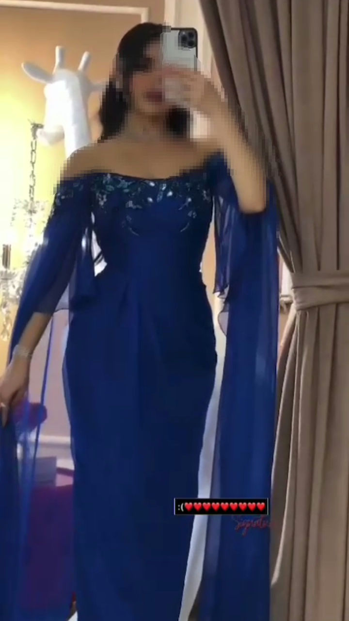 فستان سهرة جذاب باللون الازرق أجمل فساتين السعودية