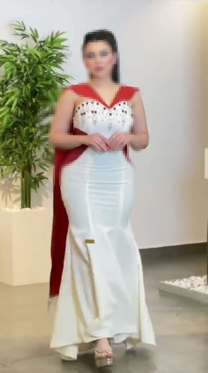 فستان سهرة طويل باللون الأبيض اجمل فساتين جدة